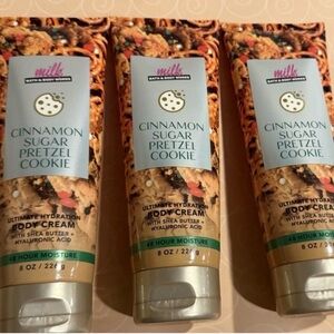 Bath & Body Works Cinnamon Sugar Pretzel Cookie Body Cream Set of 4 NEW 8oz Each